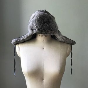 Vintage silver fur trapper hat
